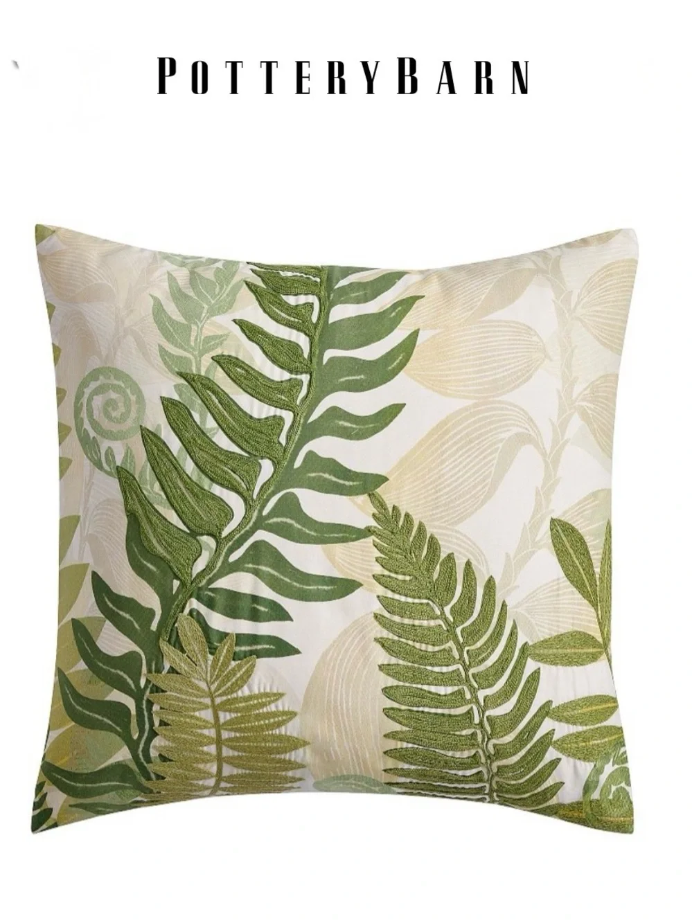 POTTERY BARN Fern Embroidered Euro Sham